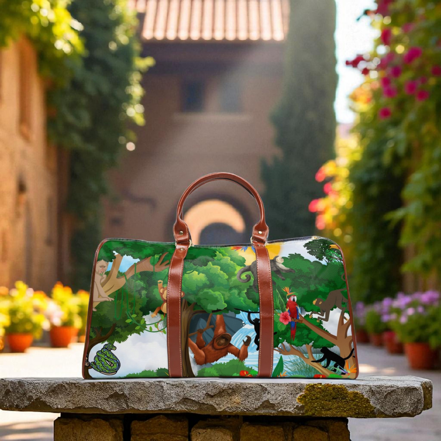 Vibrant Jungle Waterproof Travel Bag - Eco-Friendly Adventure Tote