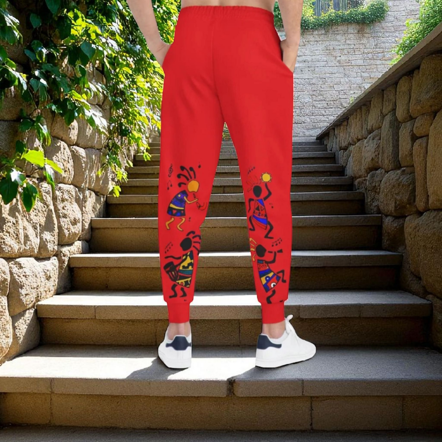 Afro Music Cartoon Art Unisex Athletic Joggers, Handcrafted Jogger Pants, Music Lover Gift