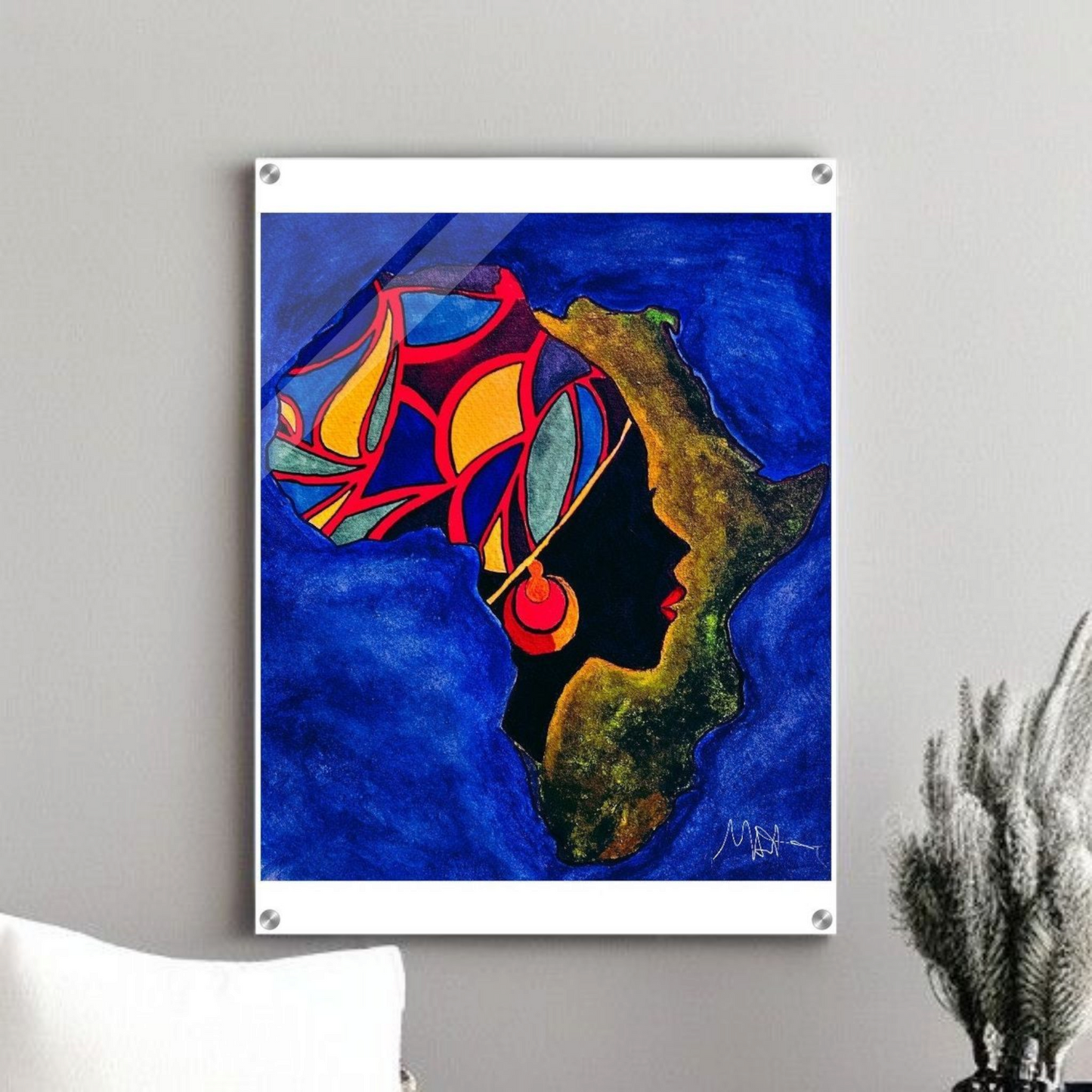 Original Ethnic Portrait - Handcrafted Continental Painting of Africa, Vibrant Wall Art