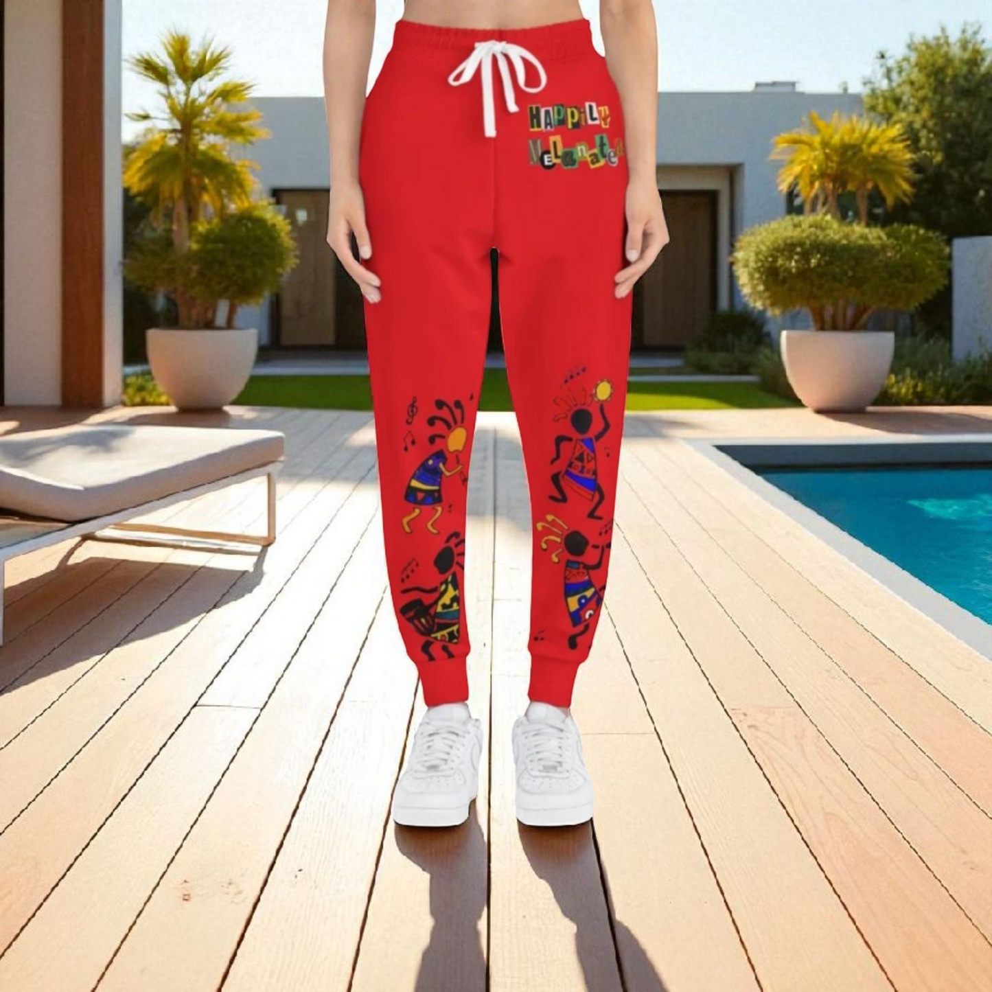 Afro Music Cartoon Art Unisex Athletic Joggers, Handcrafted Jogger Pants, Music Lover Gift