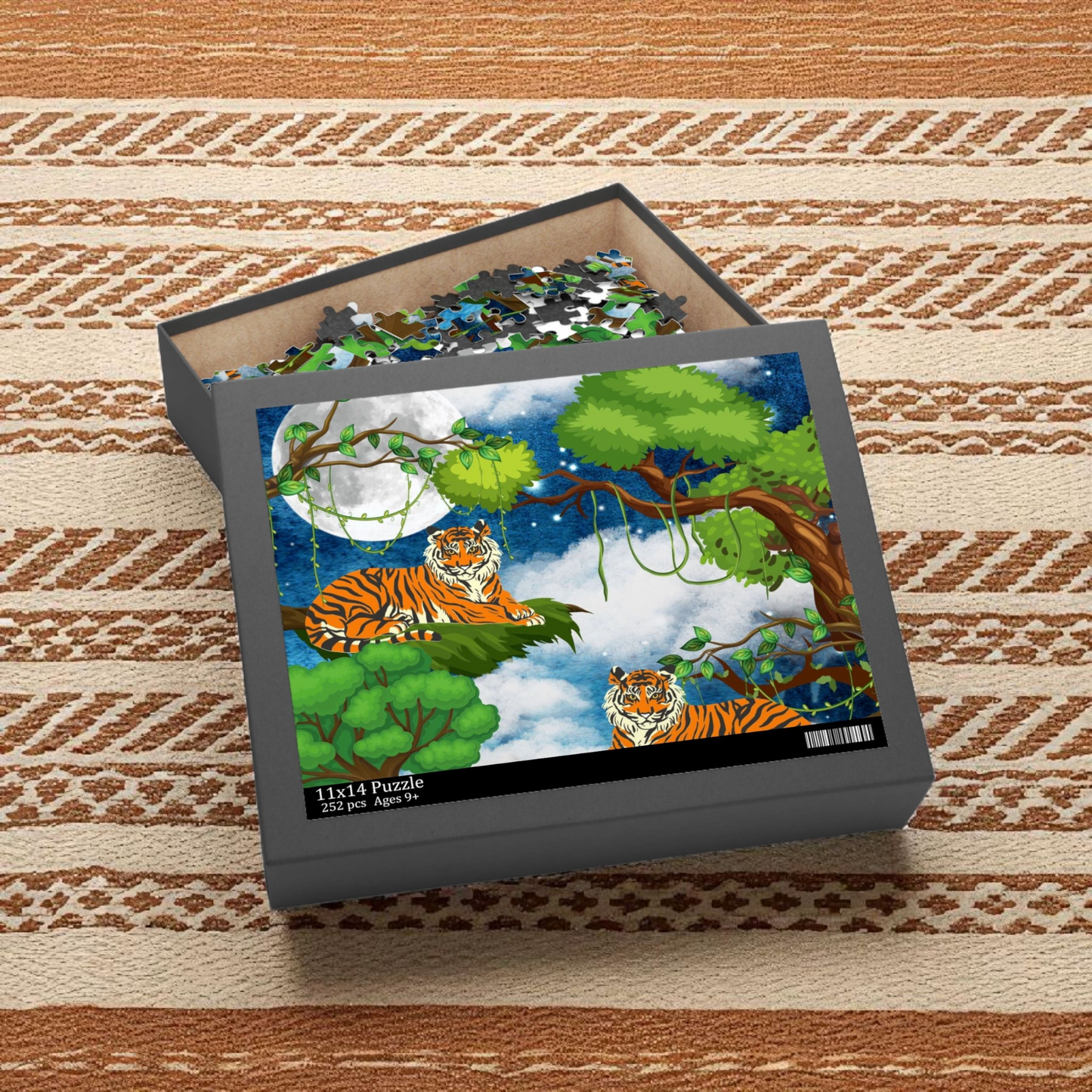 Tropical Tiger Puzzle - 120, 252 & 500-Piece Options | Jungle Wildlife Art
