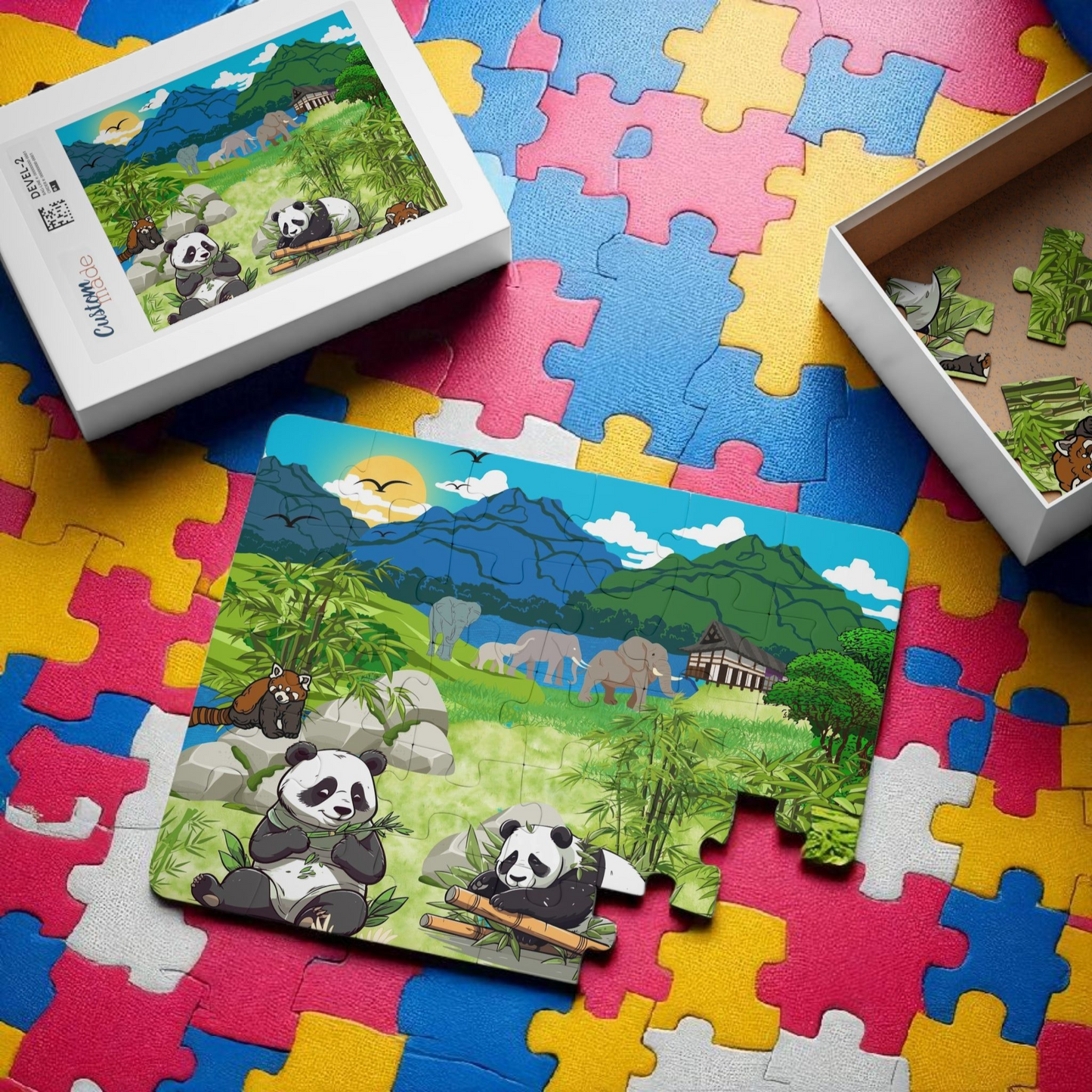 Kids' Puzzle, 30-Piece - Animals from Asia, Panda Puzzle, Educational Jigsaw Game