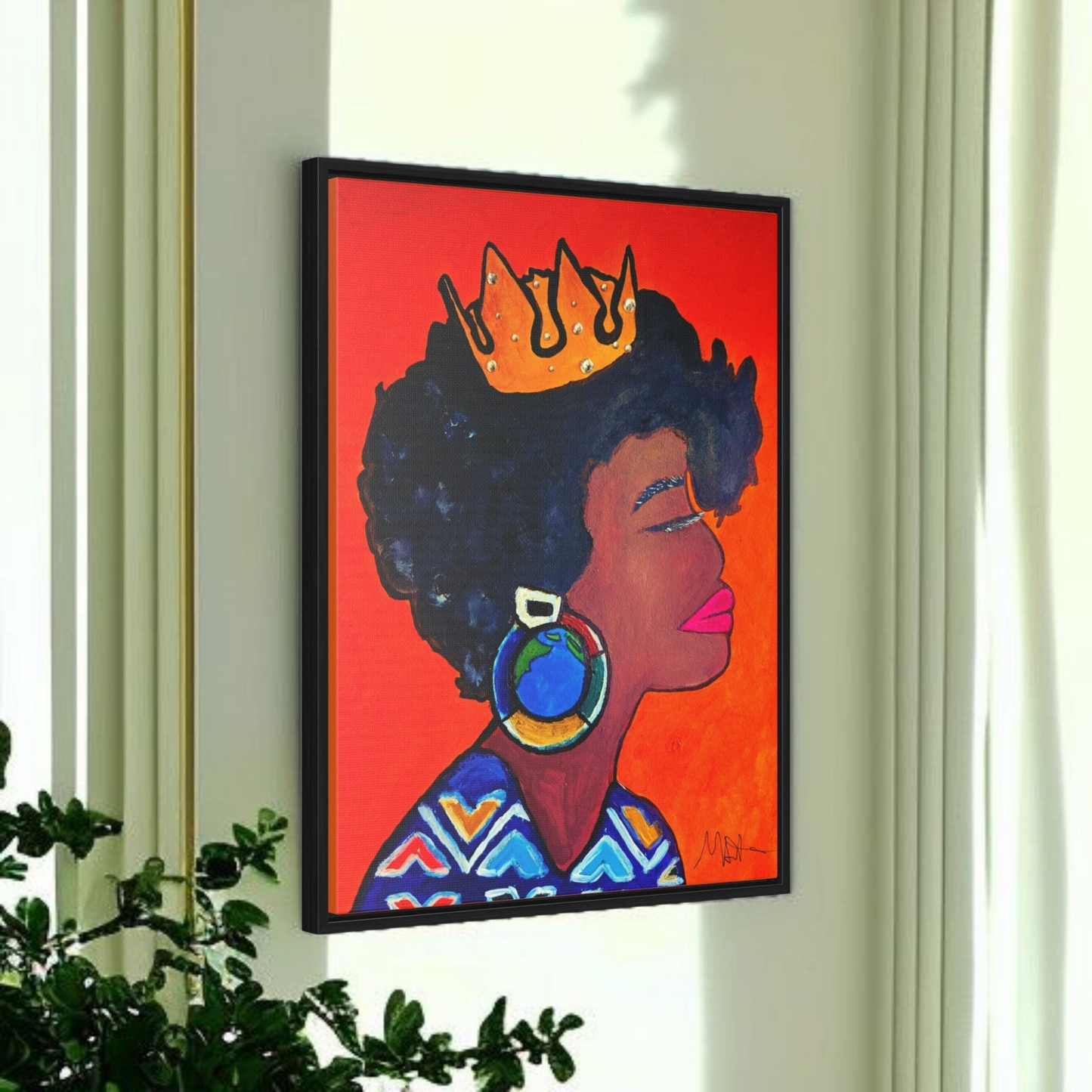 Wall Art - Exquisite Ethnic Woman Canvas Painting, Vertical Gallery Wrapped Artwork