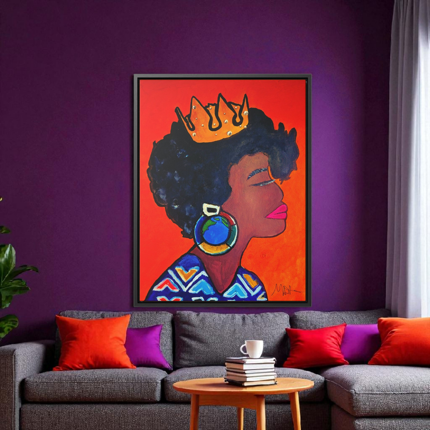 Wall Art - Exquisite Ethnic Woman Canvas Painting, Vertical Gallery Wrapped Artwork