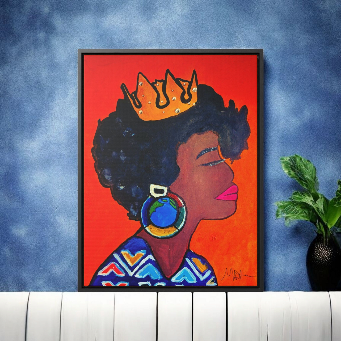 Wall Art - Exquisite Ethnic Woman Canvas Painting, Vertical Gallery Wrapped Artwork