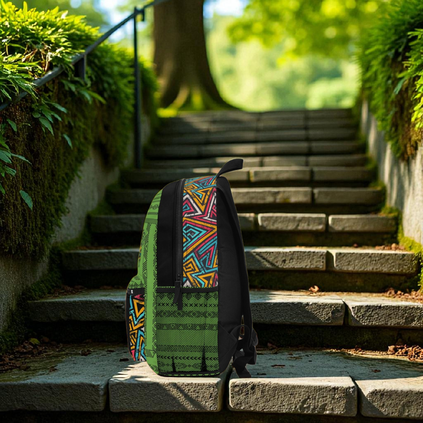 Unique Afro Music Backpack, Music Lover Bag, Cartoon Print Rucksack, Ethnic Design