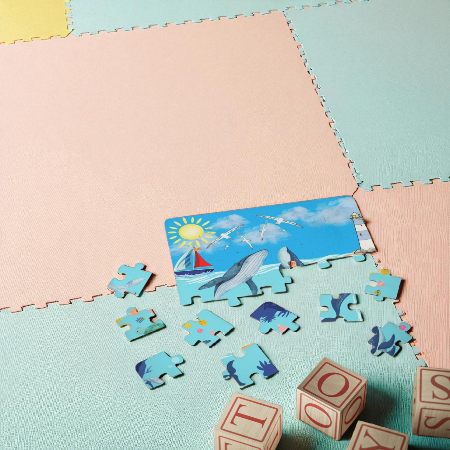 Whale Kids' Puzzle, 30-Piece - Aquatic Educational Toy for Children, Ocean Theme Jigsaw