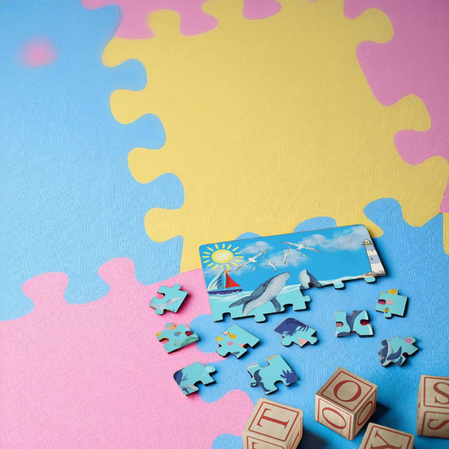 Whale Kids' Puzzle, 30-Piece - Aquatic Educational Toy for Children, Ocean Theme Jigsaw