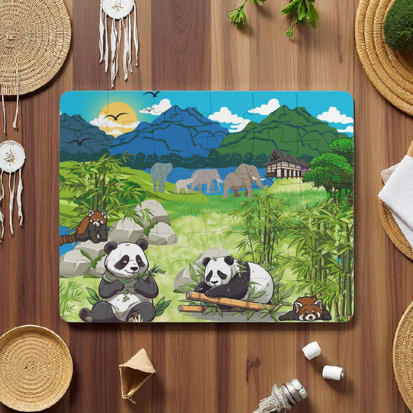 Kids' Puzzle, 30-Piece - Animals from Asia, Panda Puzzle, Educational Jigsaw Game