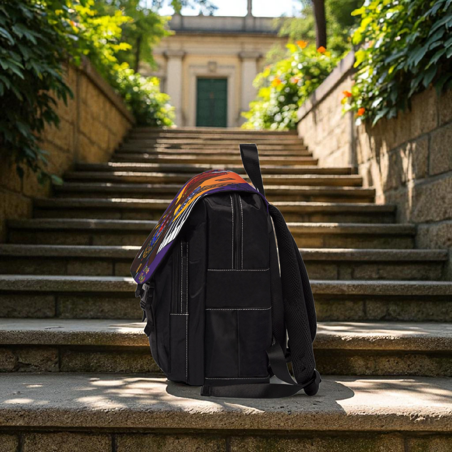 Afro Singer, Music-Inspired Unisex Shoulder Backpack - Stylish & Functional