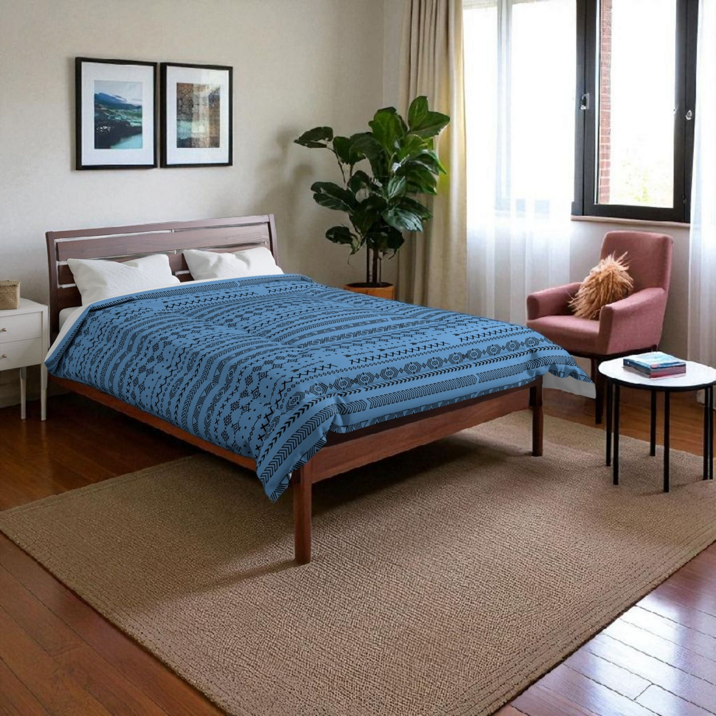 Boho Geometric Comforter, Cozy Blanket for Home Decor, Boho Style Bedding