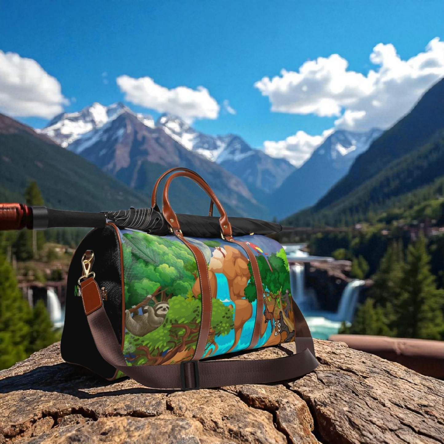 Vibrant Waterproof Travel Bag - Jungle Animals Design for Adventurers