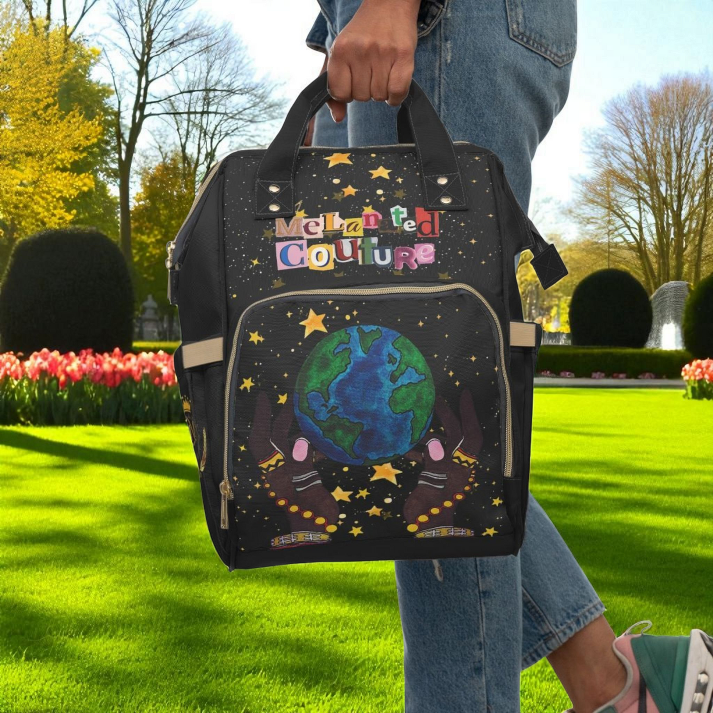 Ethnic Cosmic Themed Multifunctional Diaper Backpack - Stylish & Versatile Baby Bag