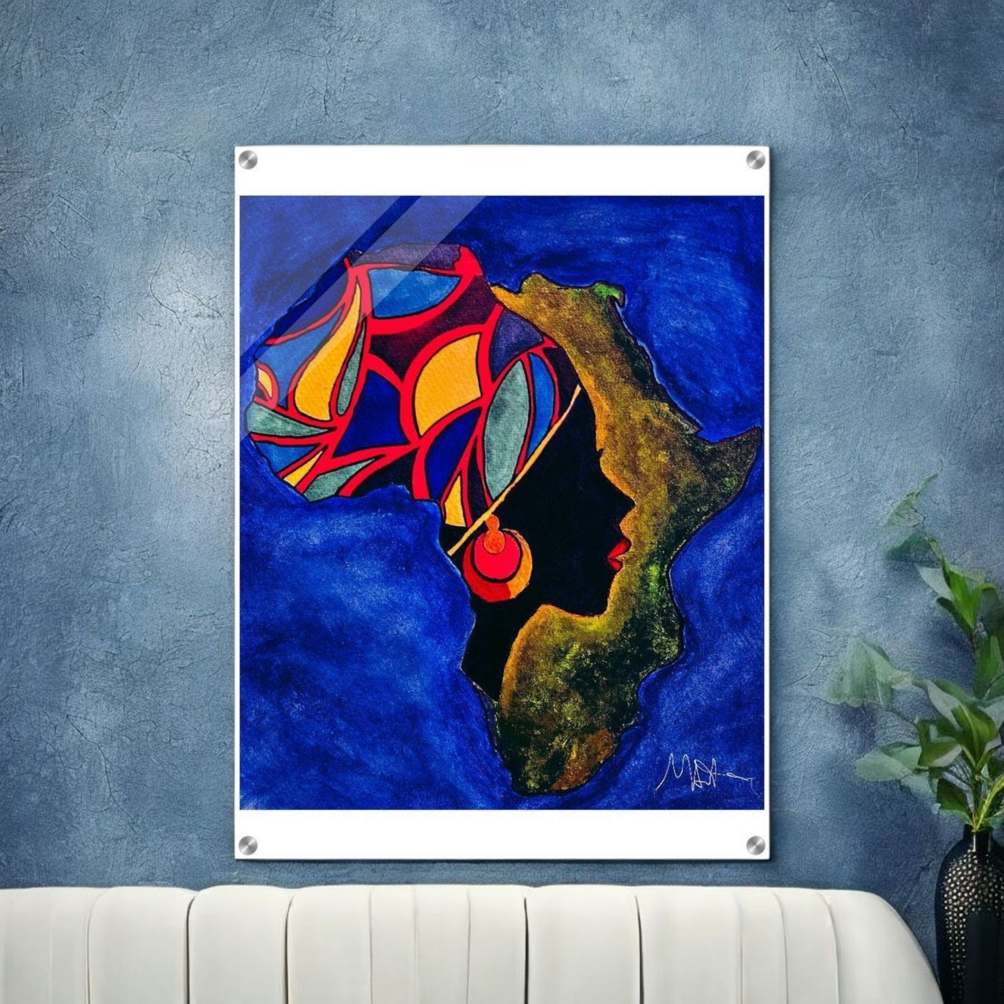 Original Ethnic Portrait - Handcrafted Continental Painting of Africa, Vibrant Wall Art