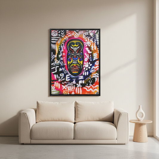 Beautiful Tribal Mask Canvas Art, Multiple Sizes Vertical Frame, Perfect Wall Decor