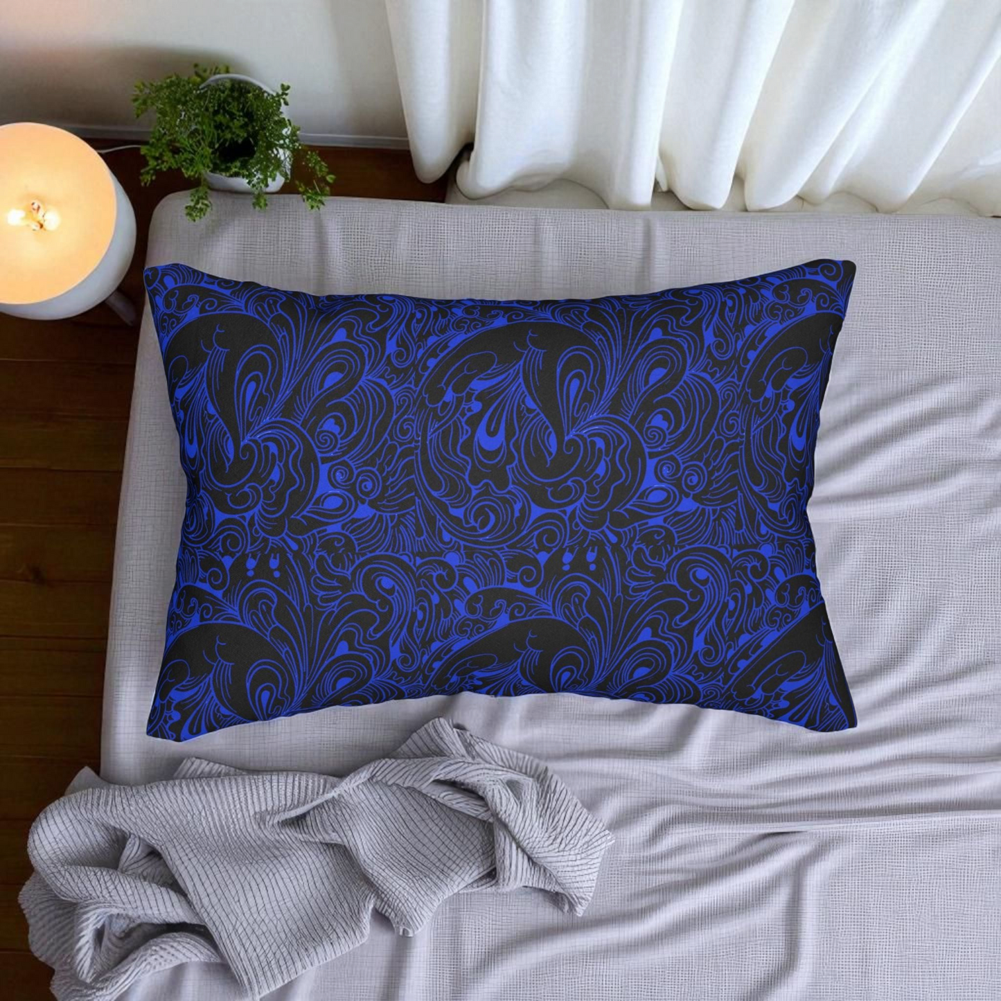 Floral Spun Polyester Pillow, Home Decor Cushion, Botanical Lumbar Throw