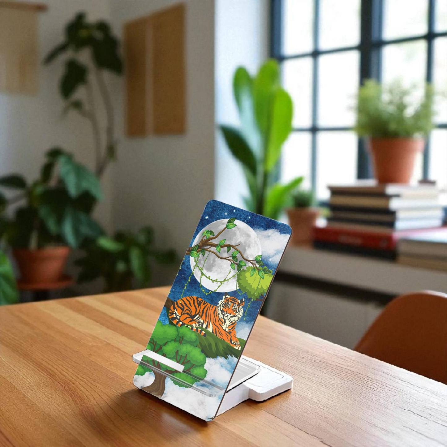 Tiger-Themed Smartphone Display Stand - Jungle Night Design