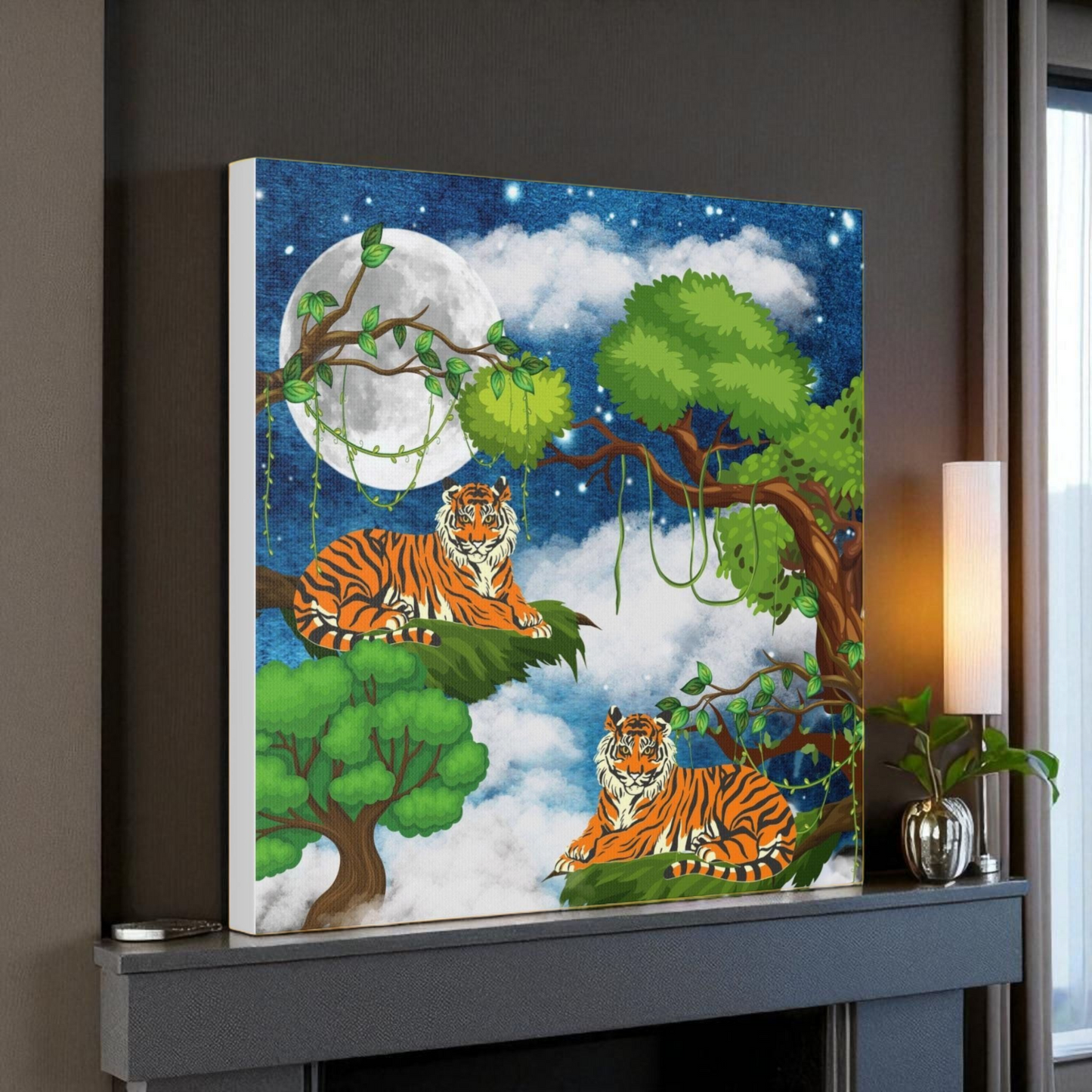 Wild Tiger Nature Wall Art Canvas, Safari Jungle Animal Home Decor Print