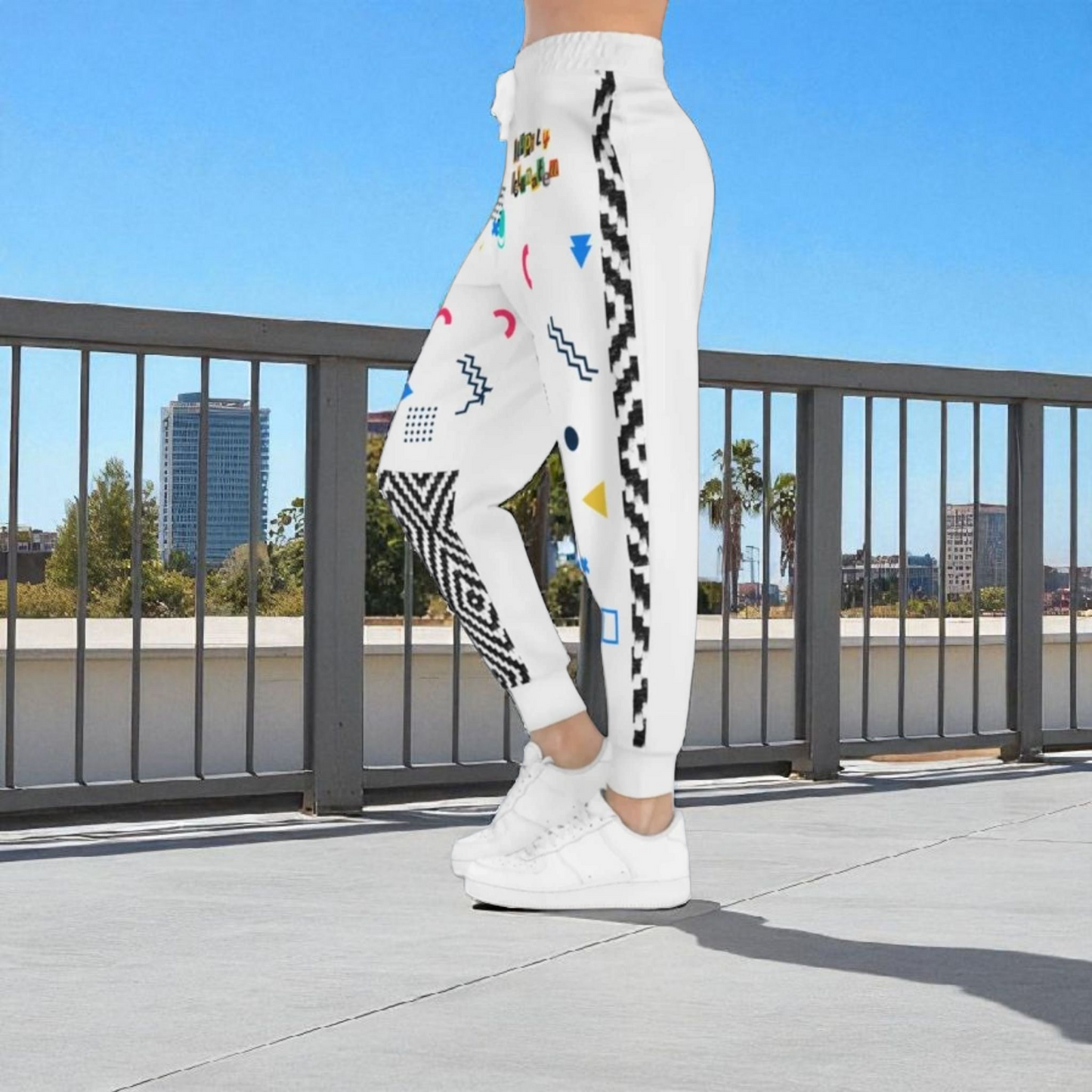 Handcrafted Aztec Pattern Unisex Athletic Joggers, Comfy Aztec Workout Pants