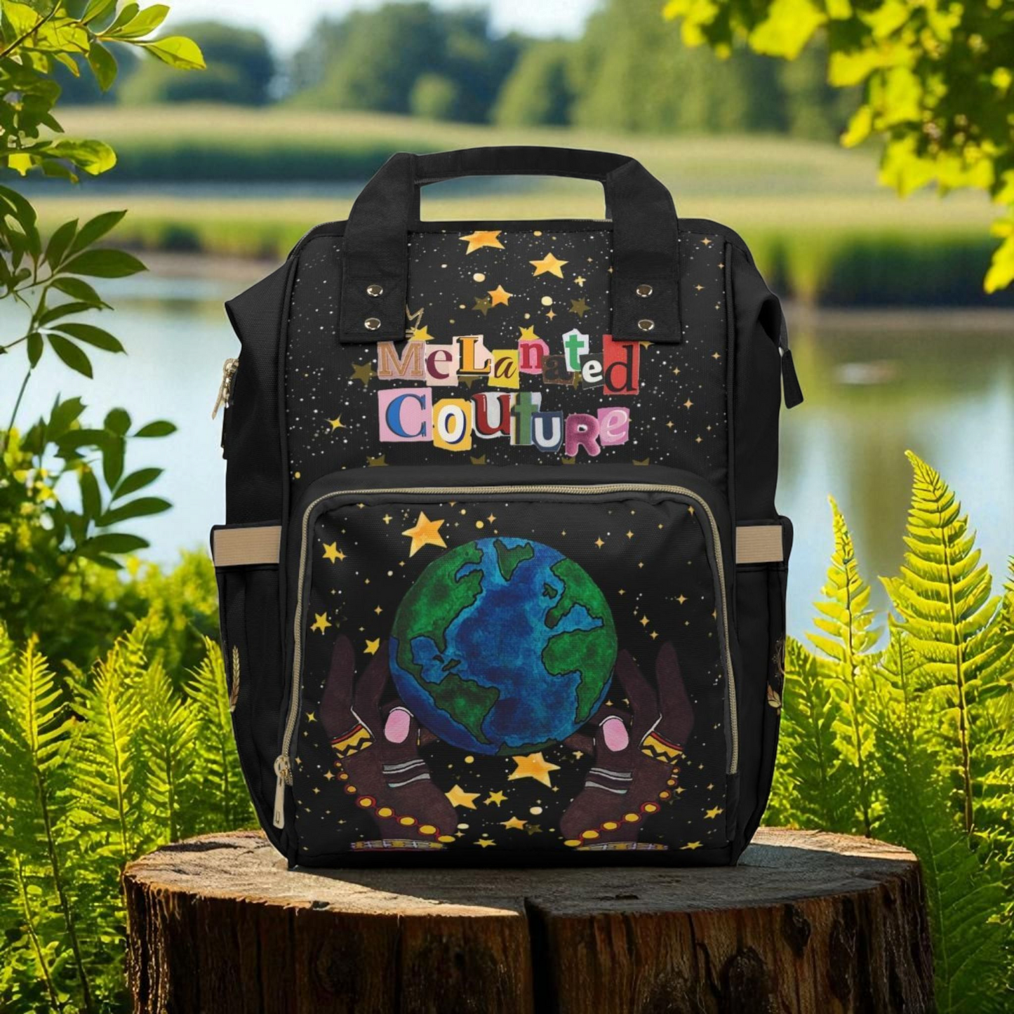 Ethnic Cosmic Themed Multifunctional Diaper Backpack - Stylish & Versatile Baby Bag