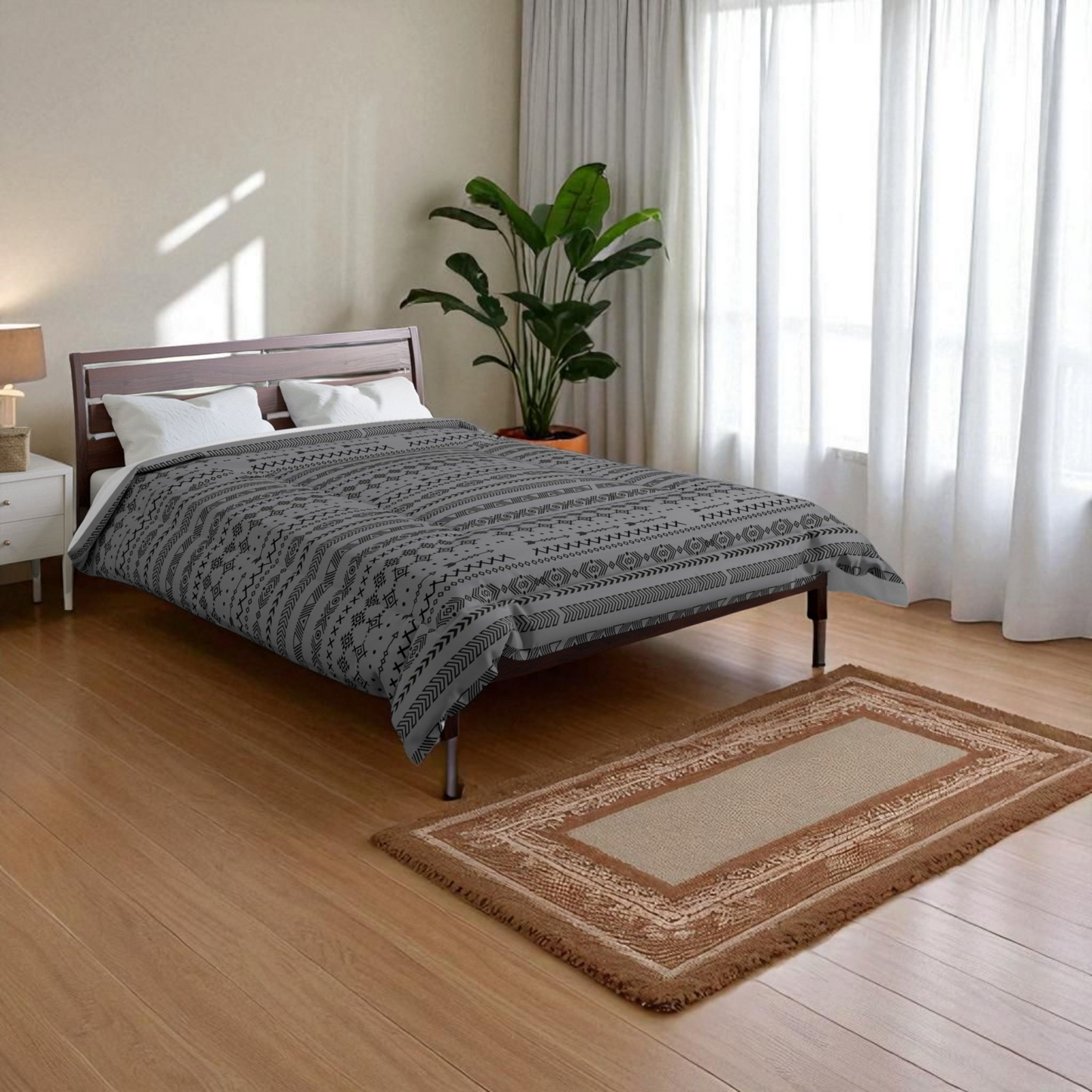 Bohemian Geometric Comforter, Cozy Blanket for Home Decor, Boho Style Bedding