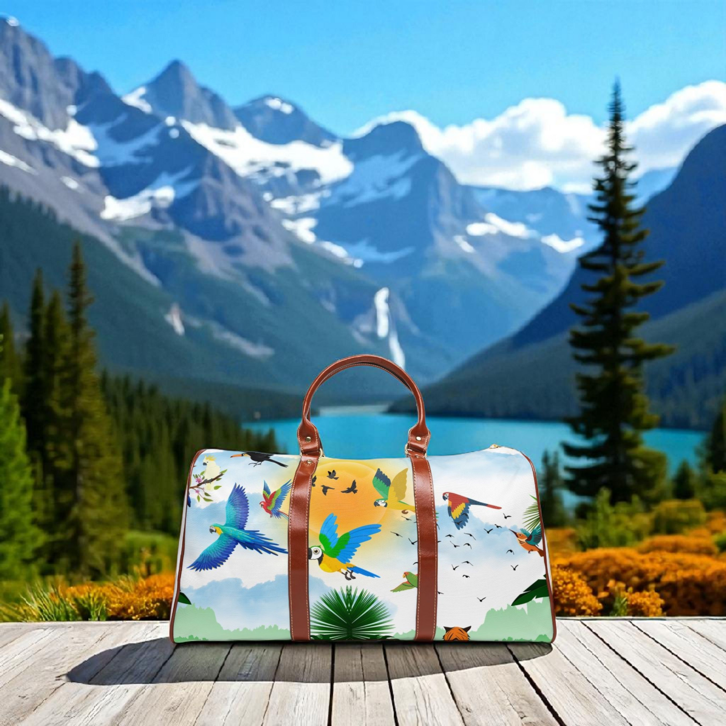 Vibrant Tropical Waterproof Travel Bag - Perfect for Adventurers and Getaways