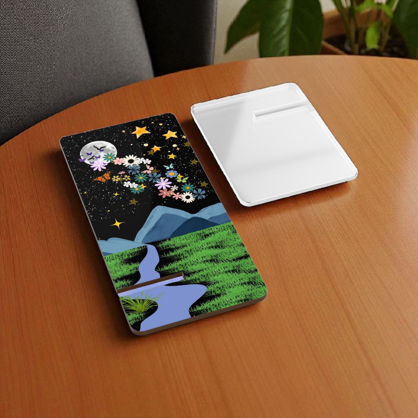 Floral Celestial Smartphone Stand - Aesthetic Mobile Display for Home or Office