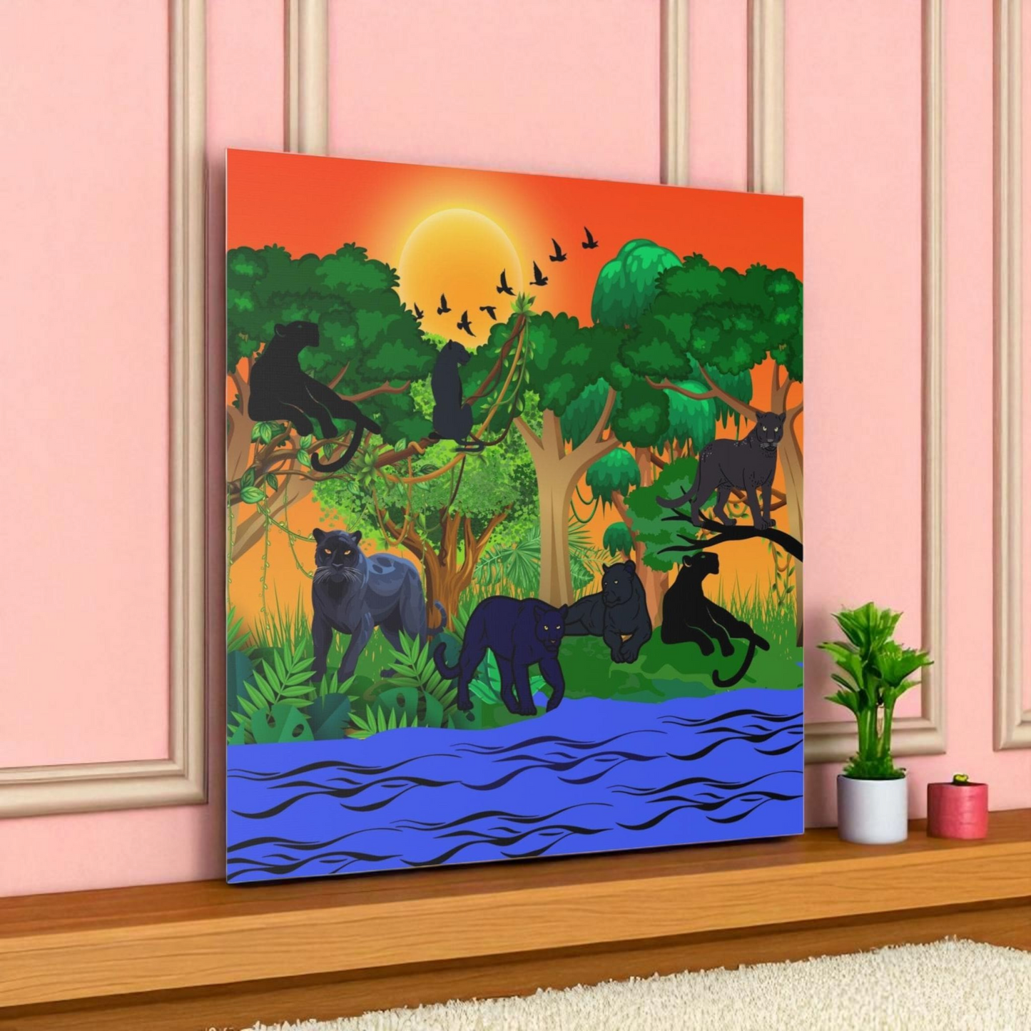 Black Panther Wall Art Canvas, Wildlife Animal Decor, Jungle Safari Theme