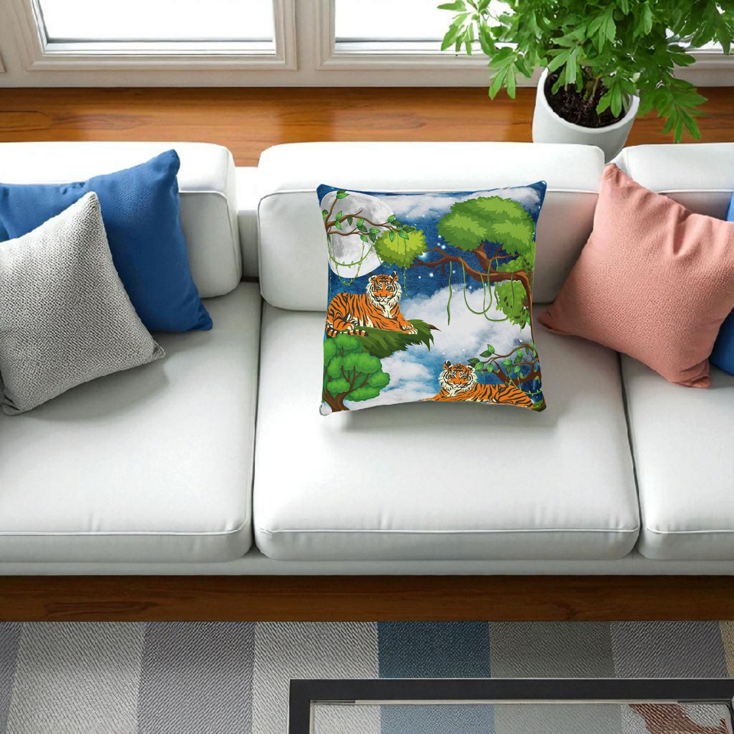 Cozy Tiger Jungle Square Pillow - Perfect for Nature Lovers