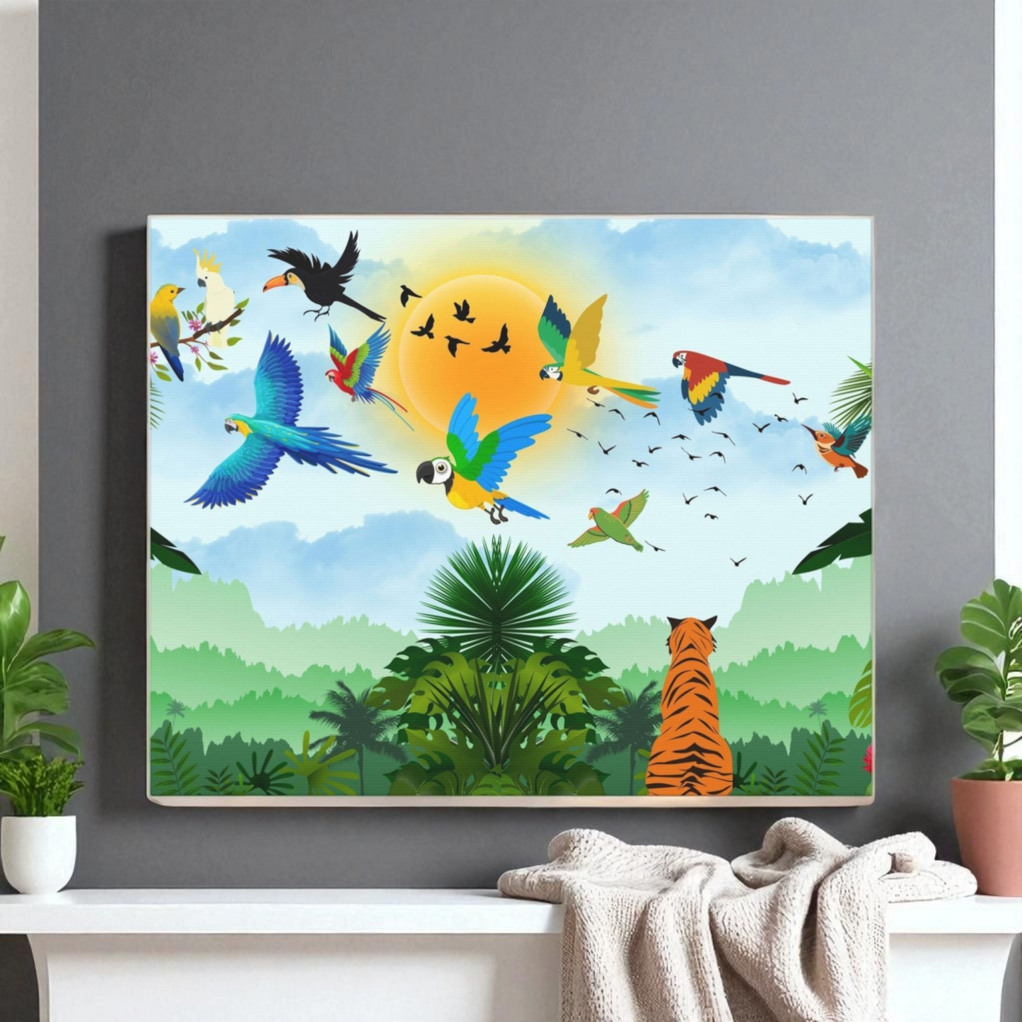 Tropical Bird Canvas, Rainforest, Wild Life Wall Art, Home Decor, Gallery Wrap