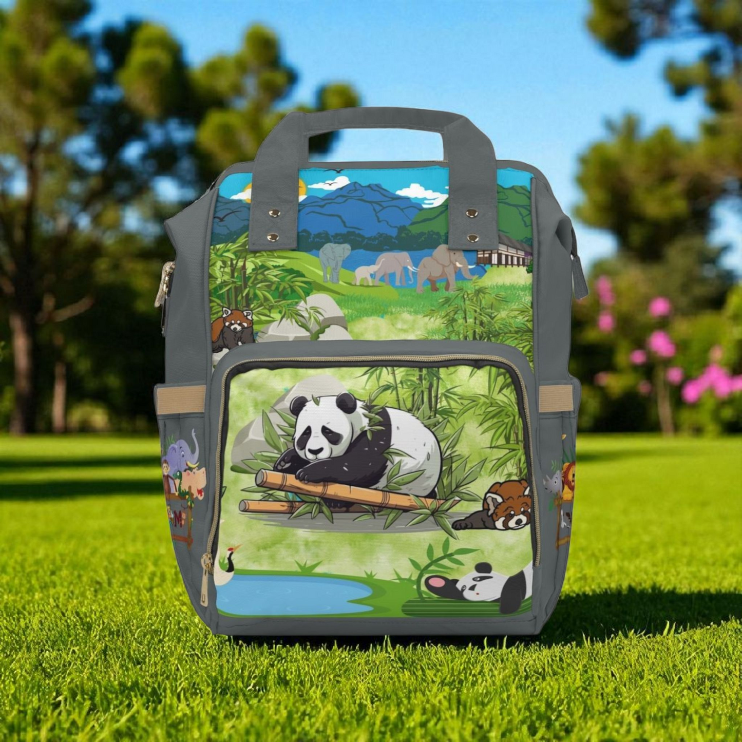 Eco-Friendly Panda Design Diaper Backpack for Parents on the Go