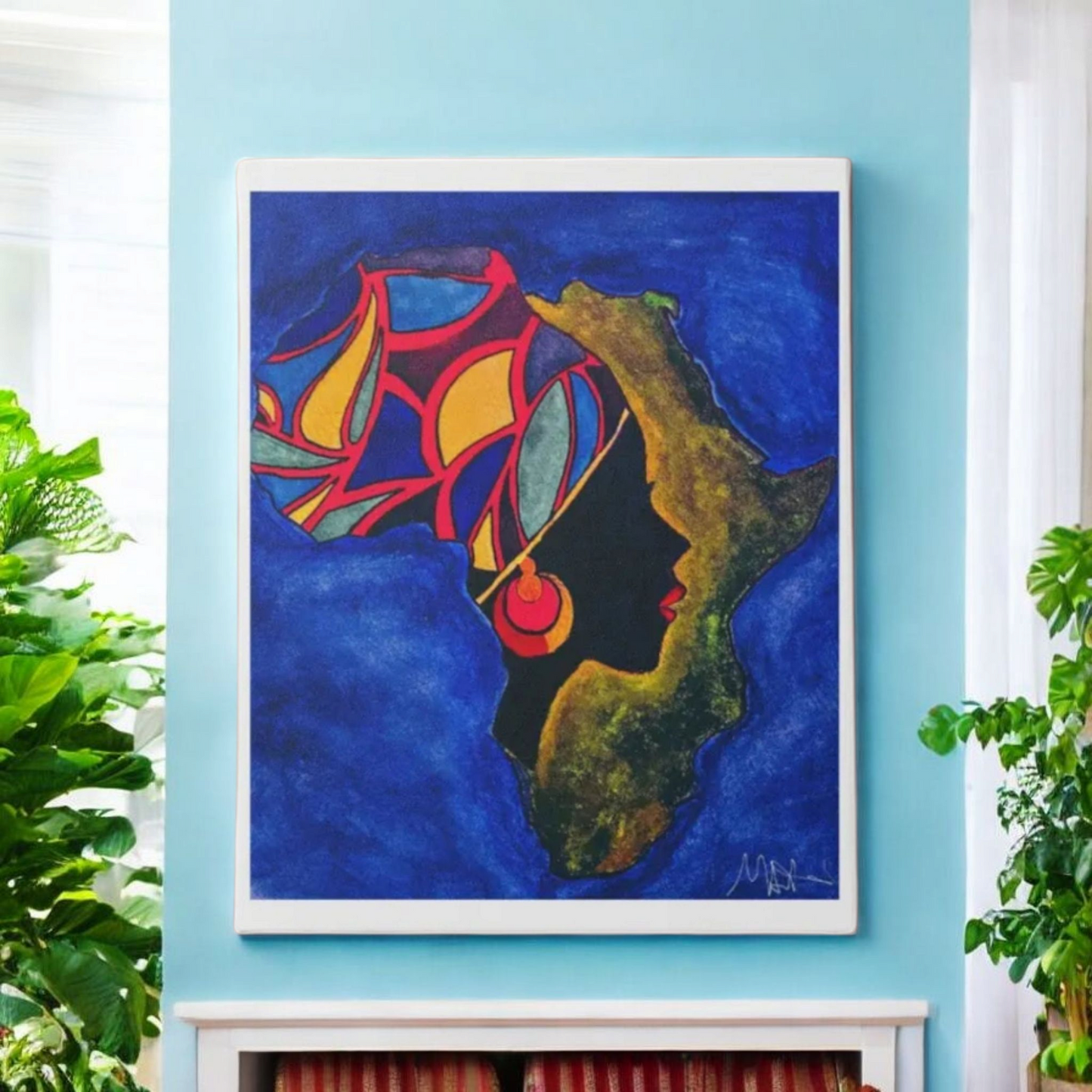 Ethnic Wall Art - Abstract Africa Map Painting on Canvas, Detailed Handcrafted Continent Illustration