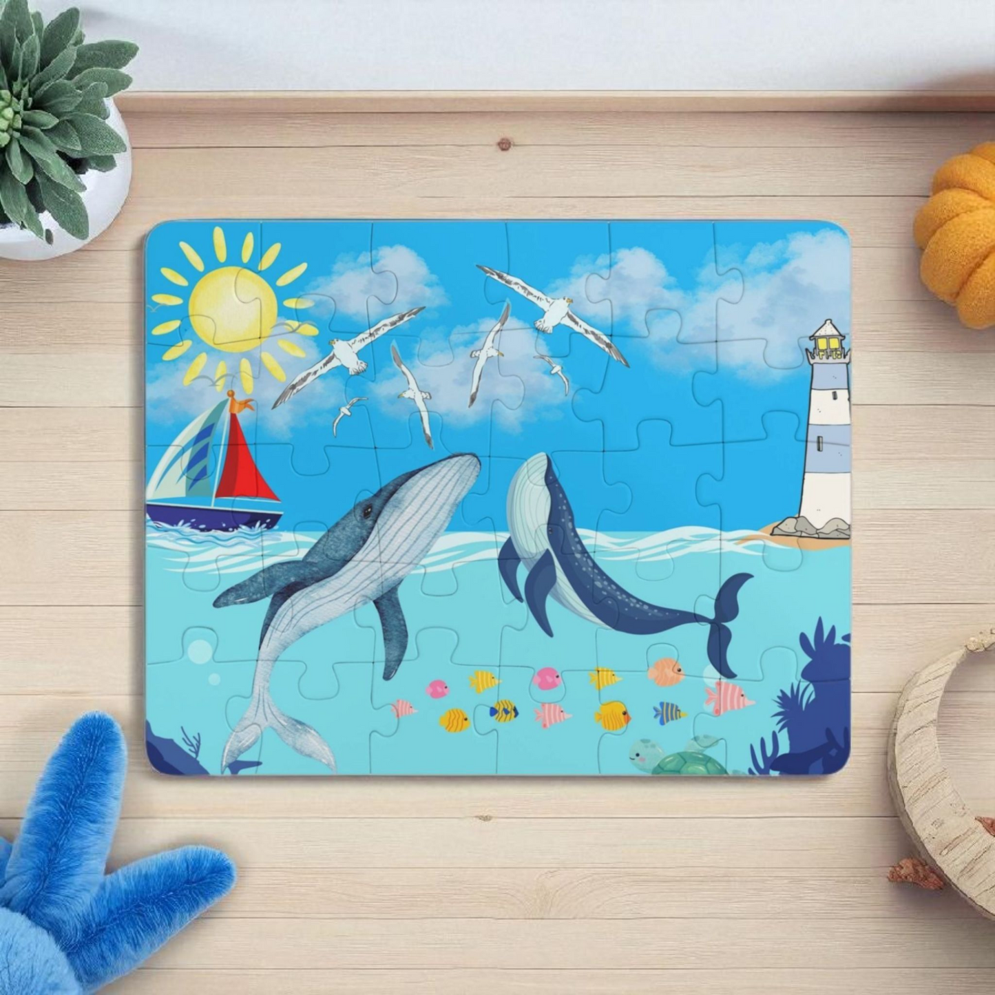 Whale Kids' Puzzle, 30-Piece - Aquatic Educational Toy for Children, Ocean Theme Jigsaw