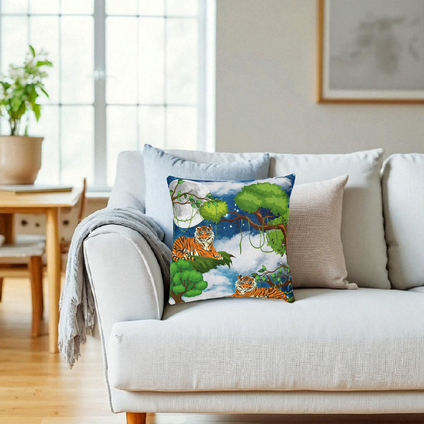 Cozy Tiger Jungle Square Pillow - Perfect for Nature Lovers
