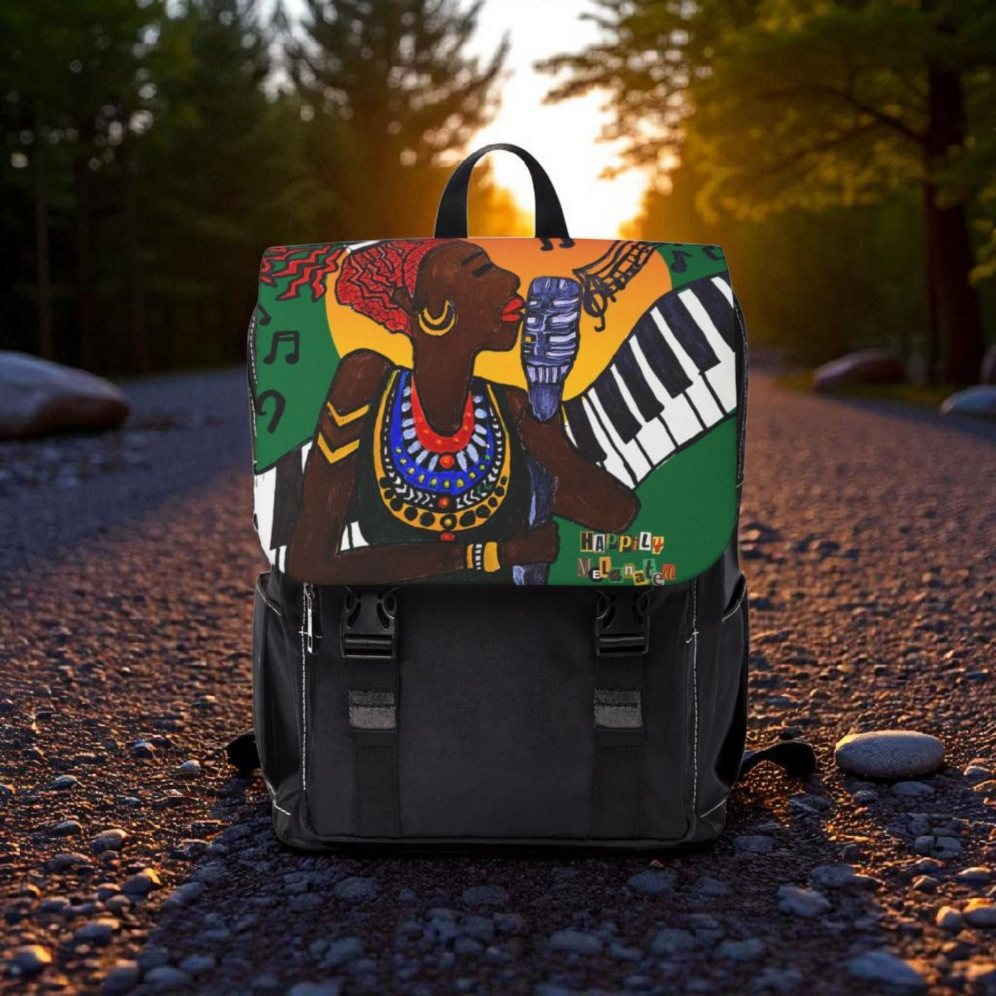 Jazz Singer, Music-Inspired Unisex Shoulder Backpack - Stylish & Functional