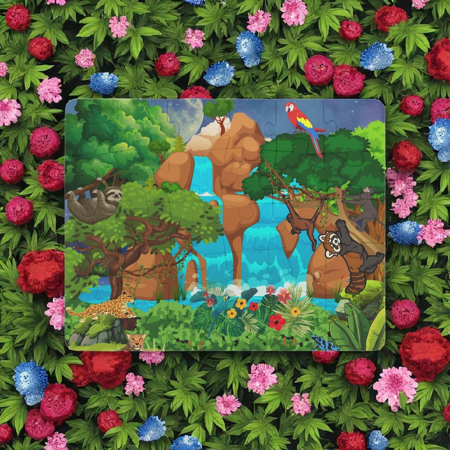 Kids' Puzzle, 30-Piece - Monkeys Animal in Jungle Educational Toy Game for Children