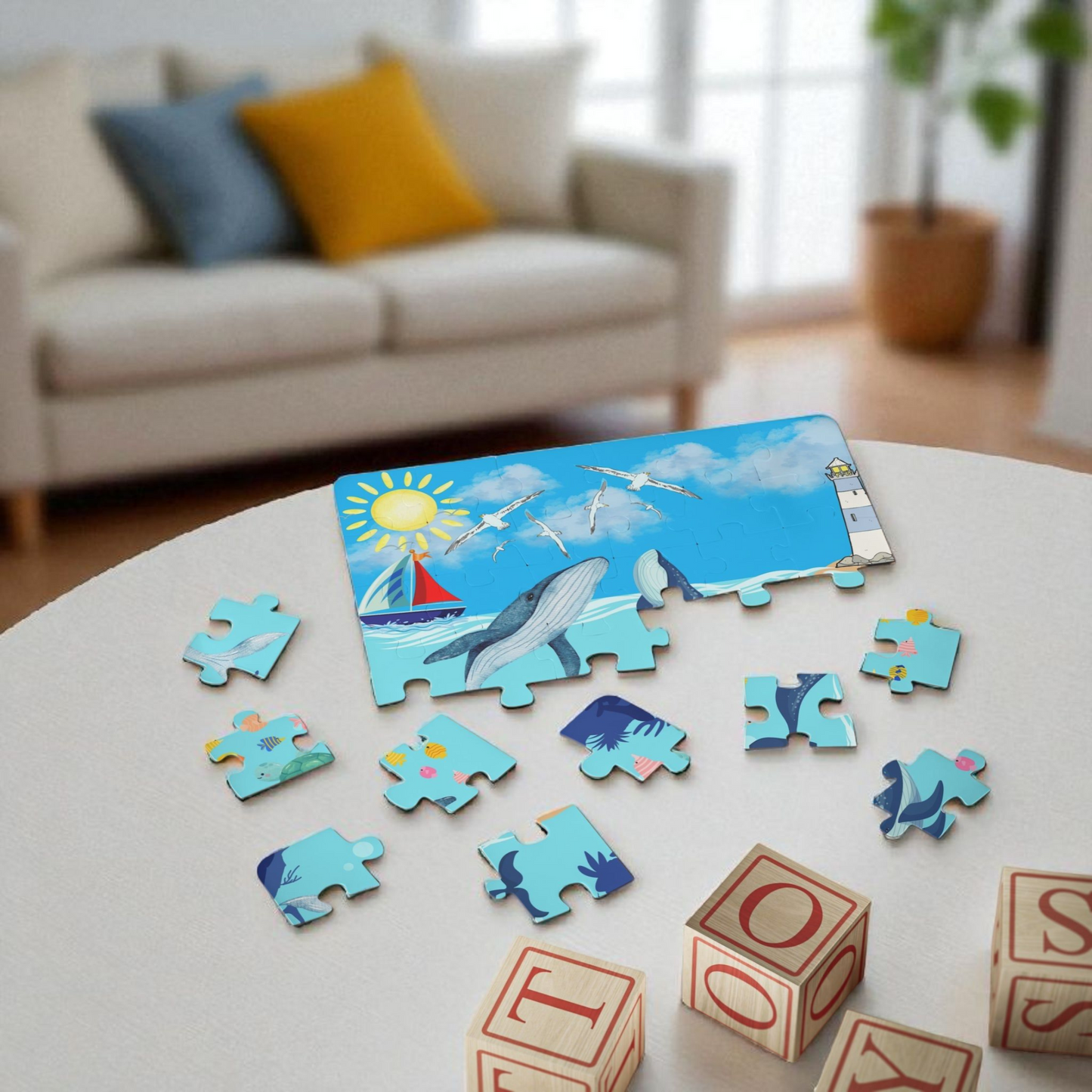 Whale Kids' Puzzle, 30-Piece - Aquatic Educational Toy for Children, Ocean Theme Jigsaw