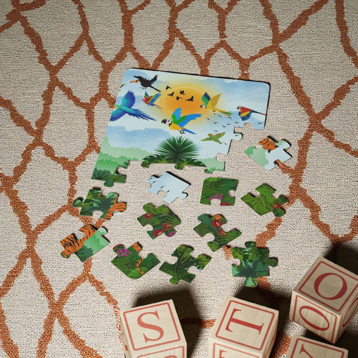 Colorful Jungle Adventure Puzzle for Kids – 30 Pieces – Fun Learning Activity
