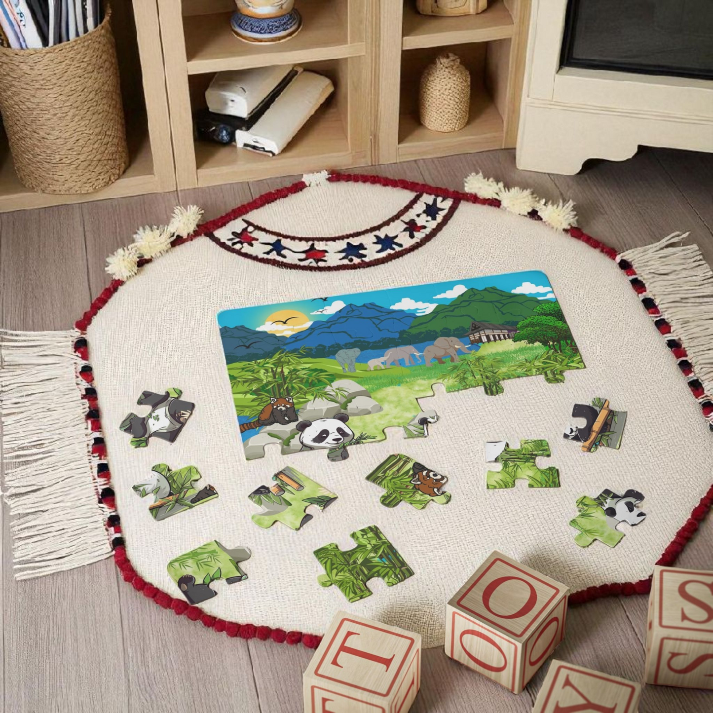 Kids' Puzzle, 30-Piece - Animals from Asia, Panda Puzzle, Educational Jigsaw Game