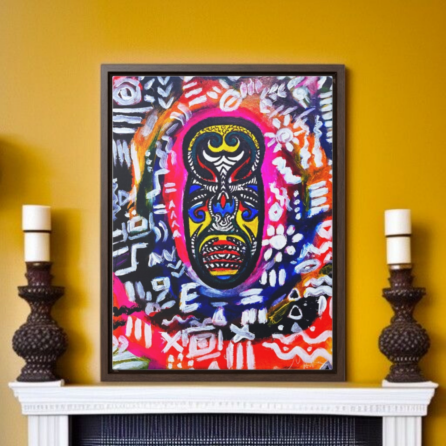 Beautiful Tribal Mask Canvas Art, Multiple Sizes Vertical Frame, Perfect Wall Decor
