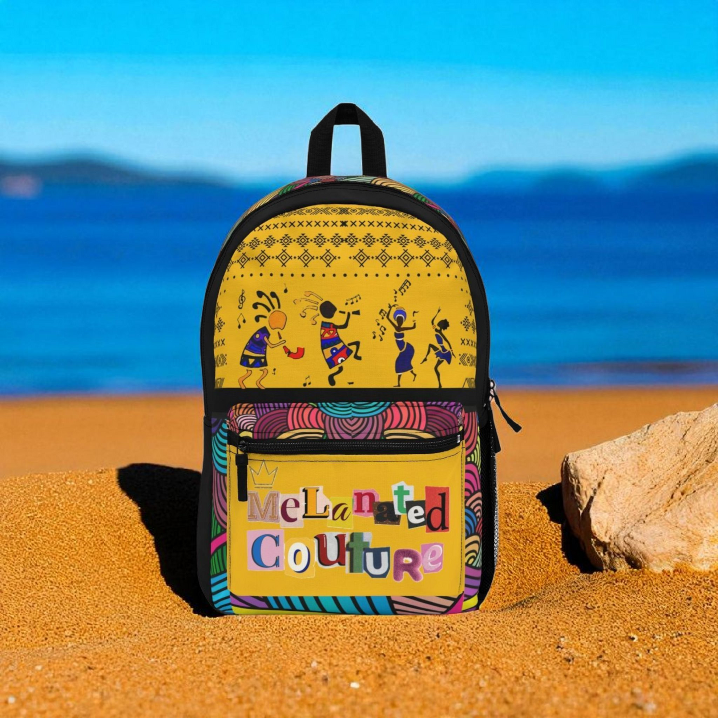 Colorful Tribal Dance Backpack, Ethnic Music Festival Bag, Boho Rucksack