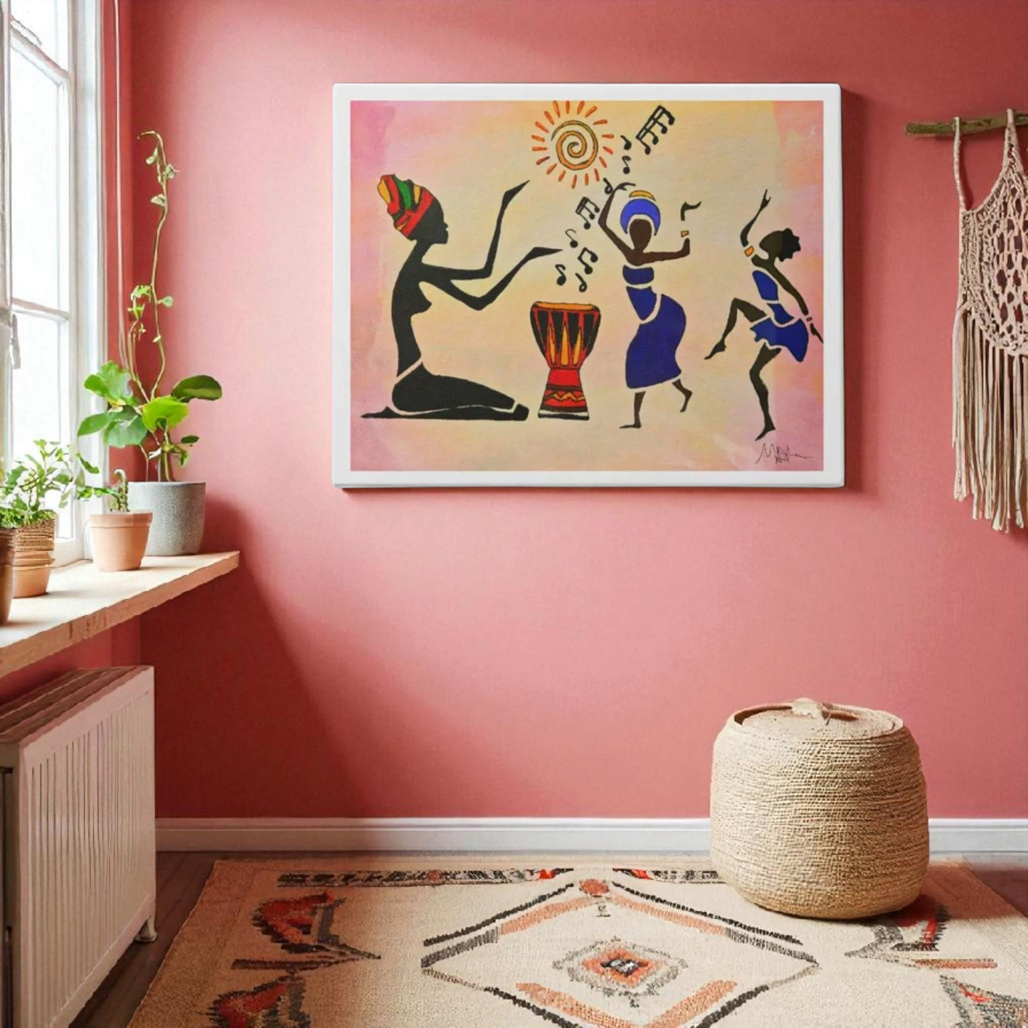 Original Hand Drawn Tribal Music Wall Art, Unique Ethnic Illustration