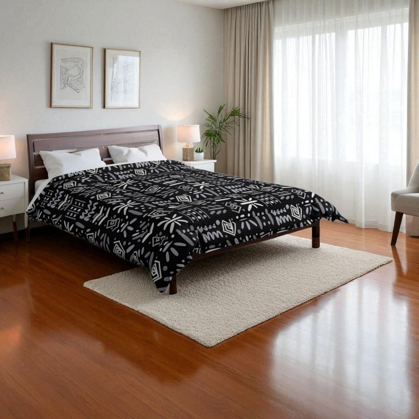 Tribal Comforter, Boho Duvet Cover, Aztec Bedspread, Ethnic Bedding Comforter