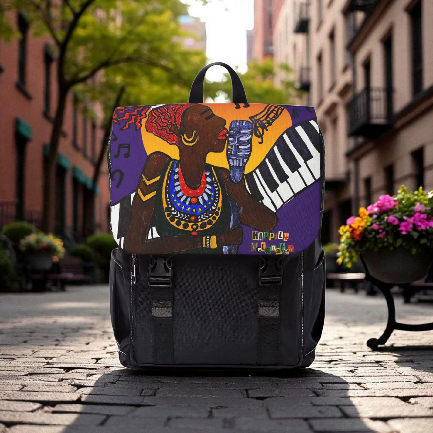 Afro Singer, Music-Inspired Unisex Shoulder Backpack - Stylish & Functional