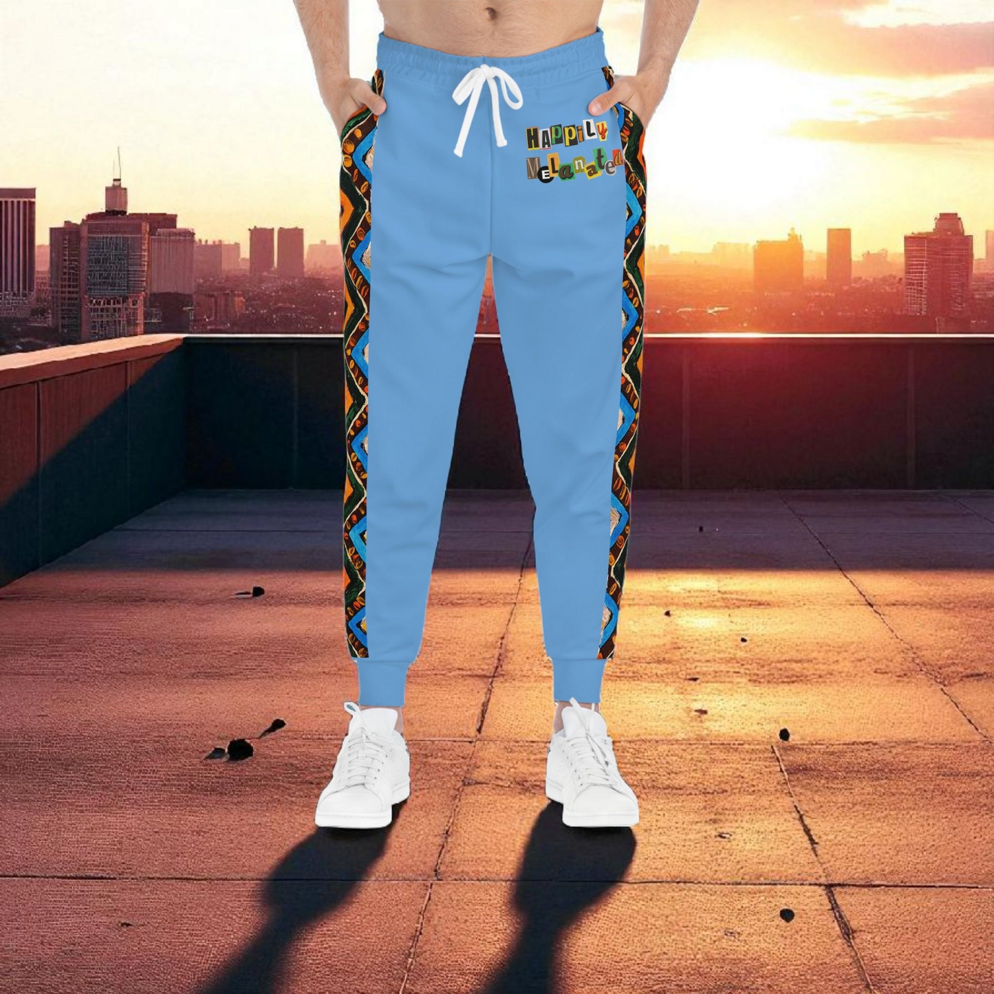 Handcrafted Aztec Pattern Unisex Athletic Joggers, Comfy Aztec Workout Pants, Boho Lounge Joggers