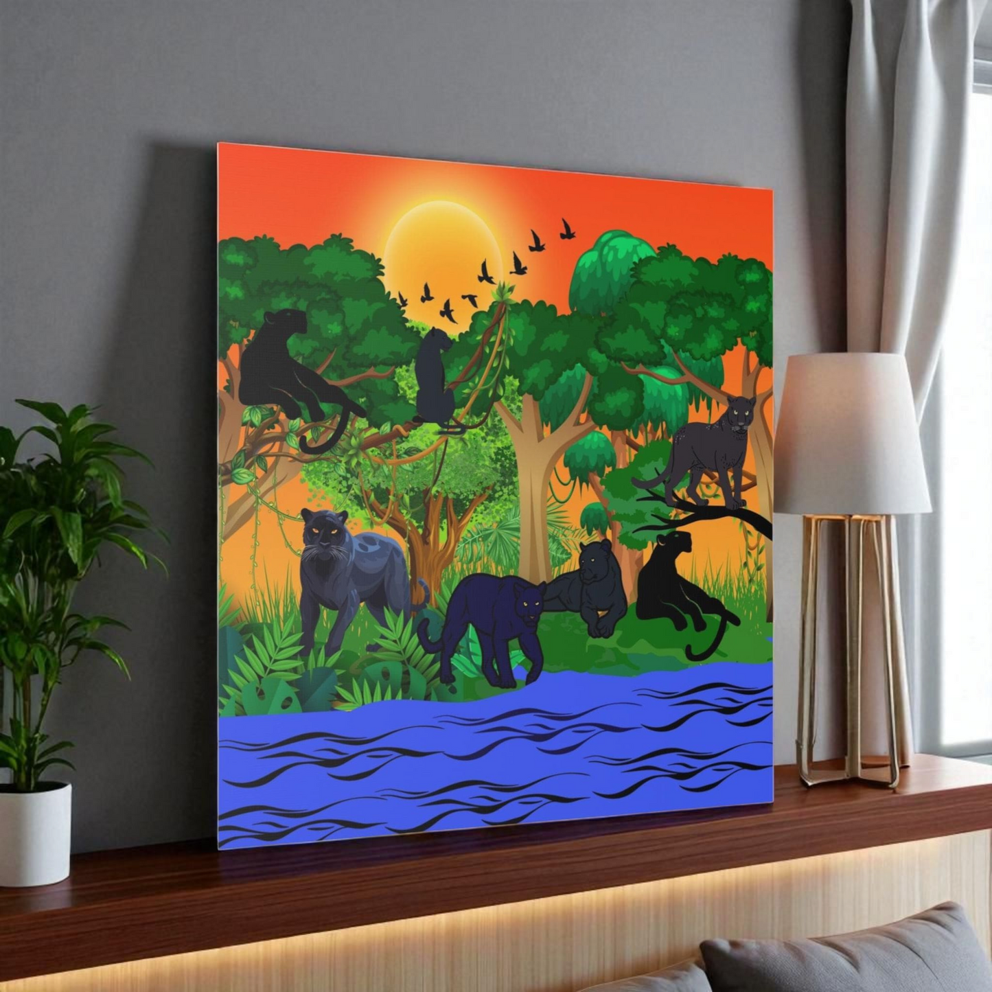 Black Panther Wall Art Canvas, Wildlife Animal Decor, Jungle Safari Theme