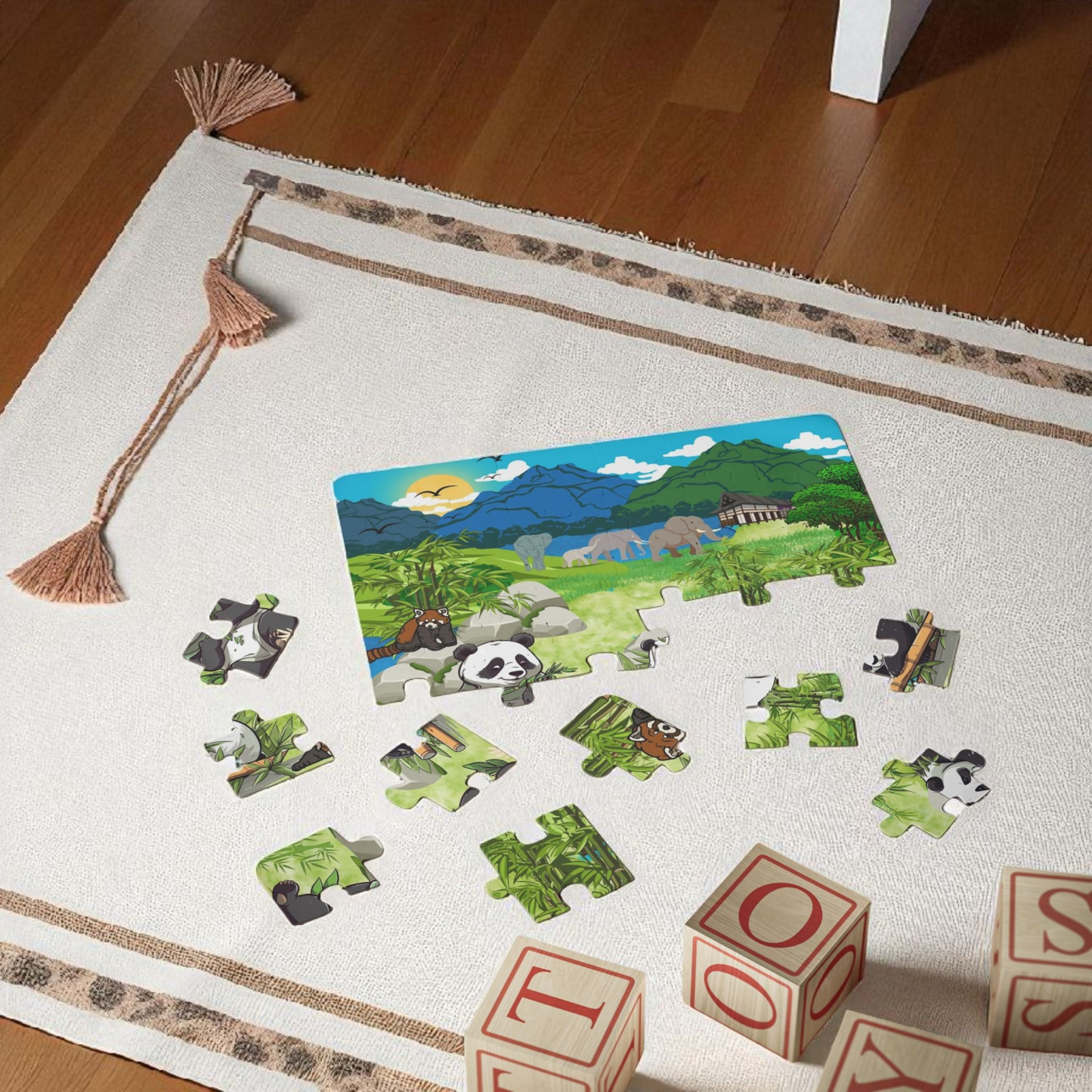 Kids' Puzzle, 30-Piece - Animals from Asia, Panda Puzzle, Educational Jigsaw Game