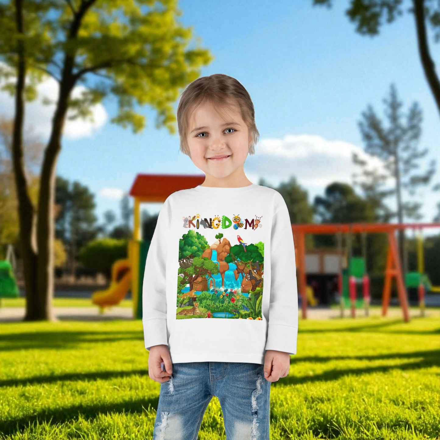Jungle Animal Toddler Long Sleeve Tee, Wild Life Graphic Baby Shirt, Safari Theme