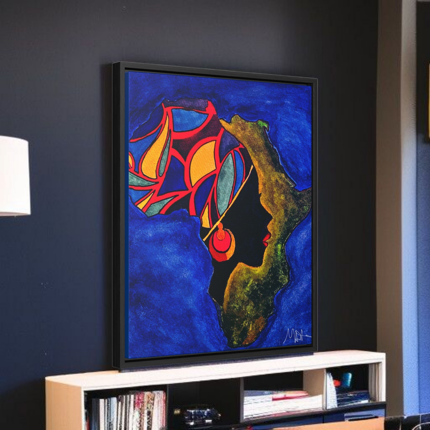 African Essence Original Ethnic Portrait - Authentic Continental Painting,Vertical Frame