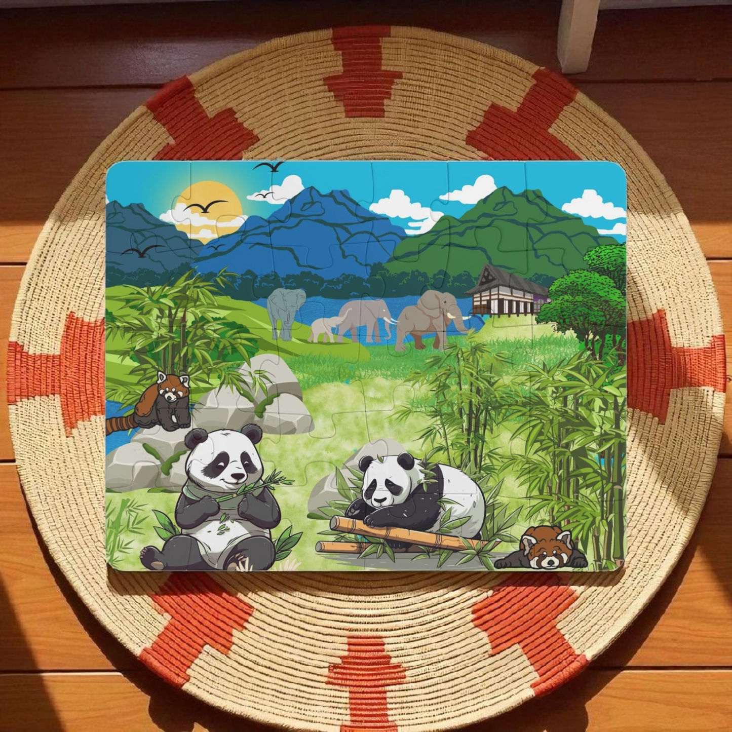 Kids' Puzzle, 30-Piece - Animals from Asia, Panda Puzzle, Educational Jigsaw Game